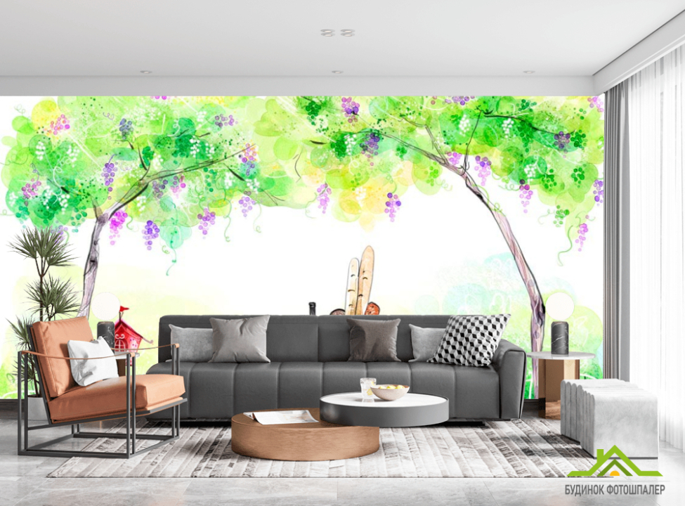 выбрать Фотообои Столик с продуктами Фотообои Иллюстрации на стену