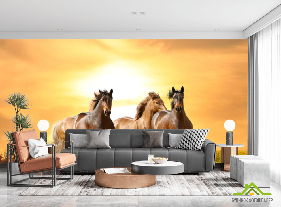 выбрать Фотошпалери Мустанги на прогулянці Каталог фотошпалер на стіну