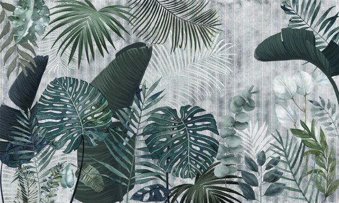 Фотошпалери асорті тропічних листя