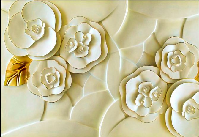 Фотообои Керамические цветы цвета слоновой кости