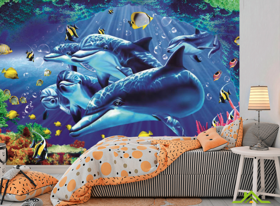 выбрать Фотообои 3д дельфины Каталог фотообоев на стену
