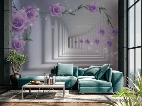 выбрать Фотошпалери 3D бутони фіолетових троянд Фотошпалери 3Д на стіну