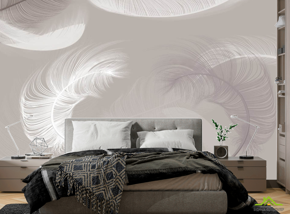 выбрать Фотошпалери Пір'я в бежевих тонах Каталог фотошпалер на стіну