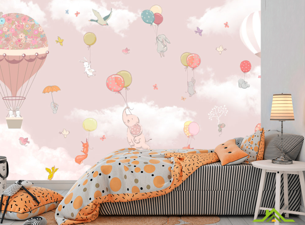 выбрать Фотообои Звери на воздушных шарах Фотообои Little kids на стену