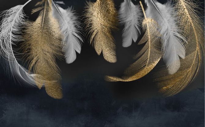 Фотообои Золотые перья 3д
