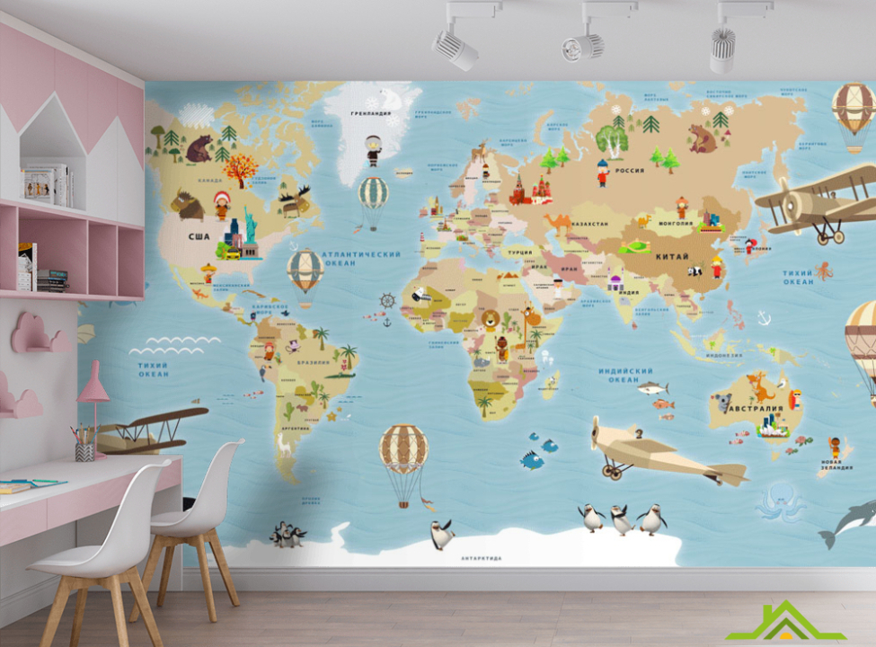 выбрать Фотообои Детская карта на русском Фотообои в детскую на стену