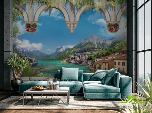 выбрать Фотообои Вид на пейзажные горы Фотообои Фотообои Дизайнерские фрески: горизонталная, горизонтальная ориентация на стену