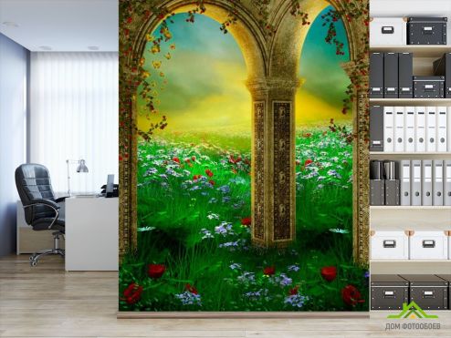 выбрать Фотообои Сказочный сад Фотообои Фотообои Арки: рисунок, вертикальная  на стену