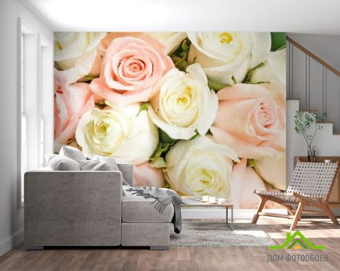 выбрать Фотошпалери Білі та кремові троянди Фотошпалери Троянди на стіну