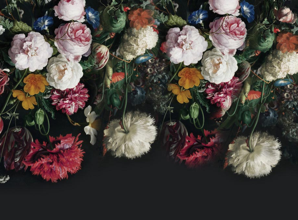 выбрать Фотообои Винтажные цветы на черном Каталог фотообоев на стену