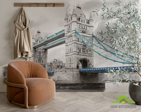 выбрать Фотошпалери Лондонський міст малюнок Фотошпалери Фотошпалери Міста: квадратна, горизонтальна орієнтація на стіну
