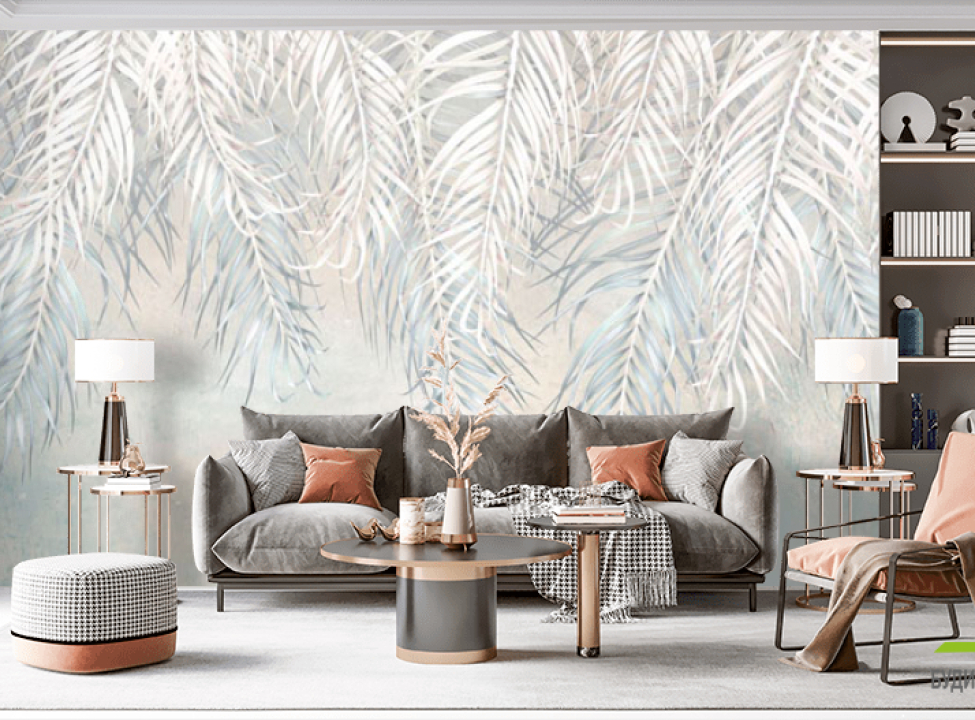выбрать Фотообои Бірюзове листя з потолку Каталог фотообоев на стену