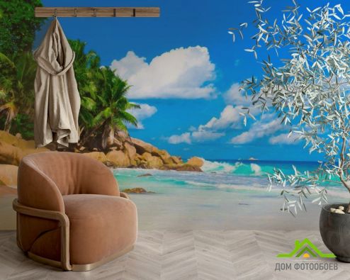 выбрать Фотообои Пляж, пальмы, солнце Фотообои Фотообои Пляж: горизонталная, горизонтальная ориентация на стену