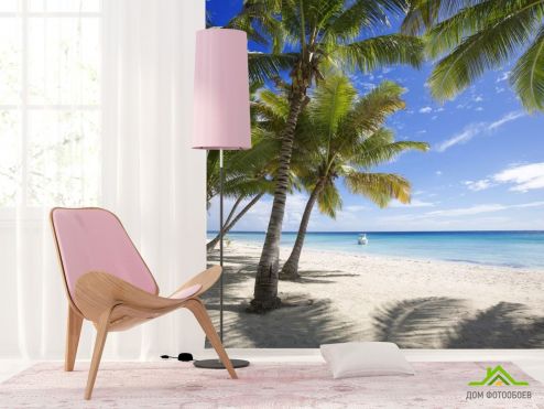 выбрать Фотообои тенек от пальм на берегу моря Фотообои, цвет: «квадратная» на стену