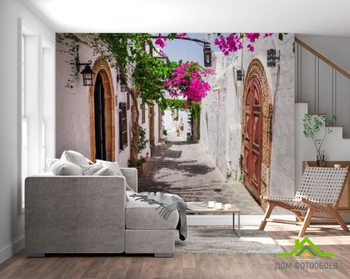 выбрать Фотообои Улочка Греции Фотообои, цвет: «горизонталная, горизонтальная» на стену