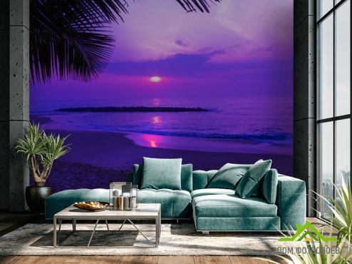 выбрать Фотообои Фиолетовый закат над морем Фотообои Море на стену
