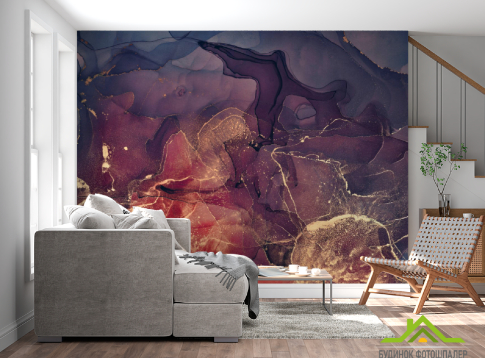 выбрать Фотообои Золотой Fluid art с фиолетовым Фотообои Fluid art на стену