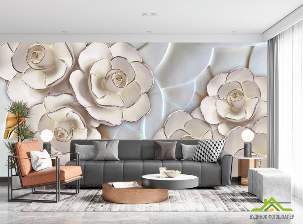 выбрать Фотообои Фарфоровые белые цветы Фотообои 3Д на стену