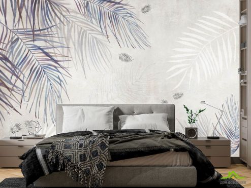 выбрать Фотообои Пальмовые ветки дизайнерские Фотообои, цвет: «горизонталная, горизонтальная» на стену