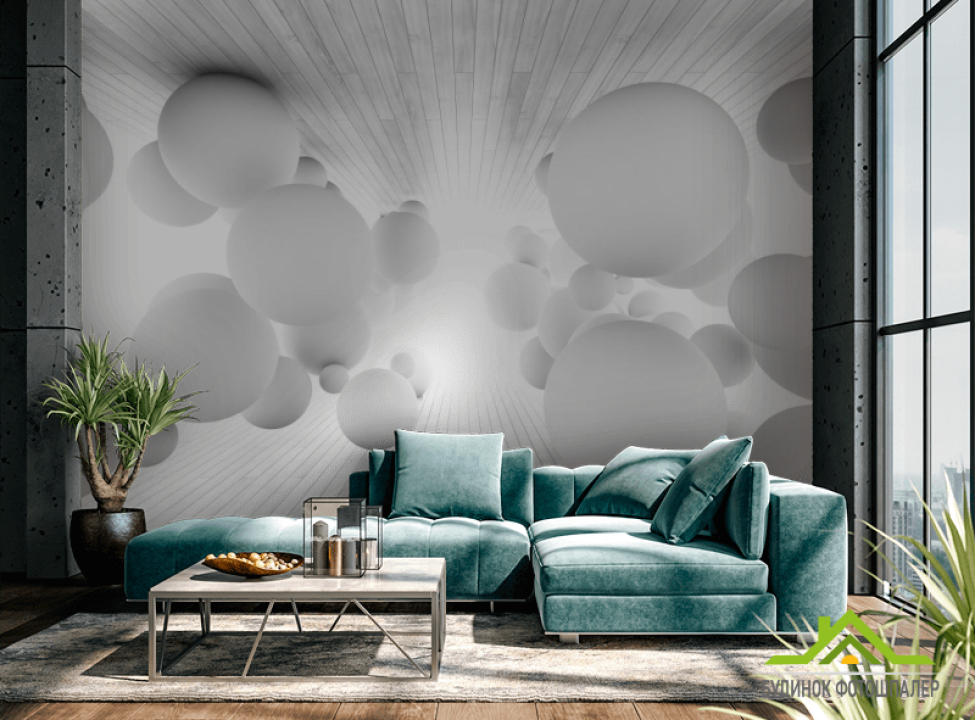 выбрать Фотообои Шары серые 3д обьем Каталог фотообоев на стену