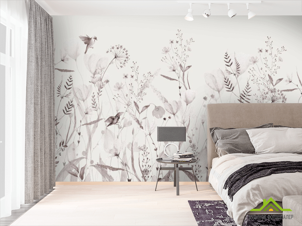 Фотошпалери мінімалістичні квіти рожевий відтінок