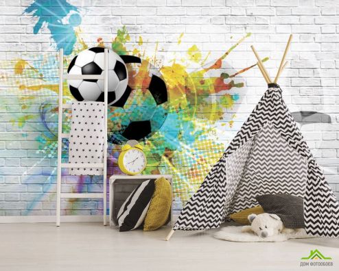 выбрать Фотообои Футбольный мяч Фотообои, цвет: «разноцветный, картинка» на стену