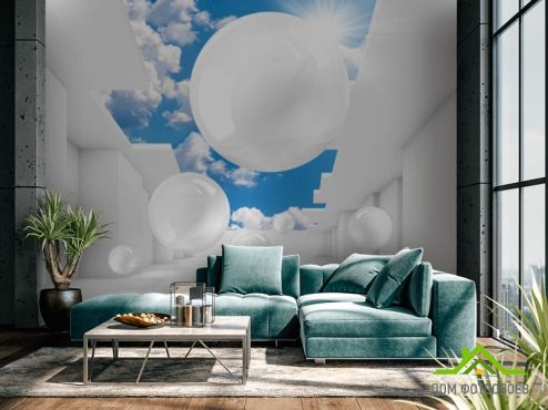 выбрать Фотообои 3д шары и небо Фотообои 3D фотообои: горизонталная, горизонтальная ориентация на стену