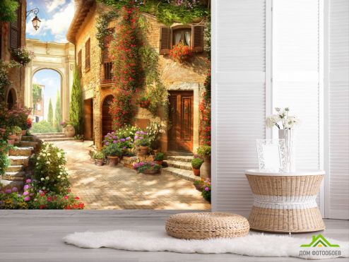 выбрать Фотообои Итальянская улочка Фотообои Фотообои Дизайнерские фрески: квадратная ориентация на стену