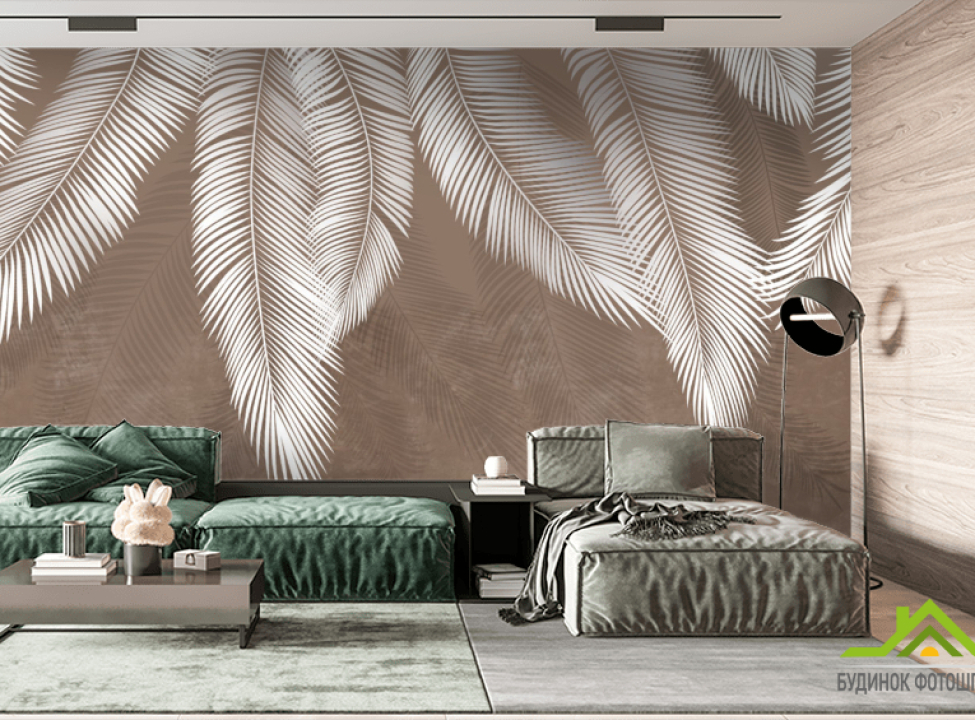 выбрать Фотошпалери листя в сірих відтінках Каталог фотошпалер на стіну