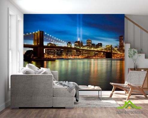 выбрать Фотообои Ночной мост Нью Йорк Фотообои Фотообои Города: горизонталная, горизонтальная, фото ориентация на стену