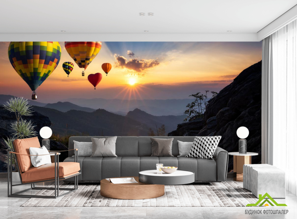 выбрать Фотообои воздушные шары сердечки Каталог фотообоев на стену