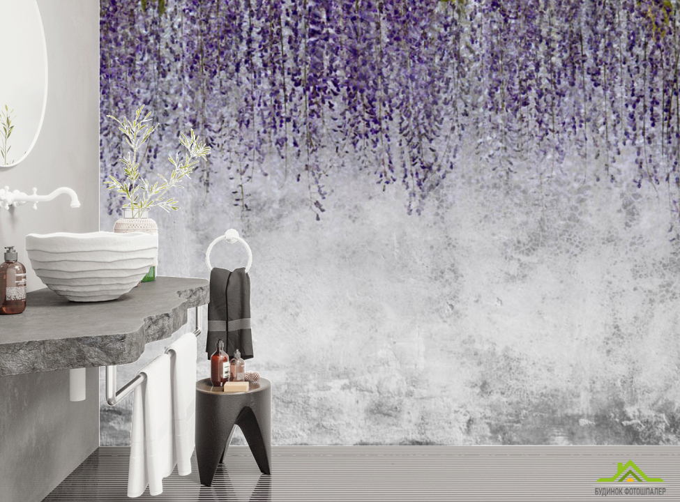 выбрать Фотообои Глициния на фоне бетонной стены Каталог фотообоев на стену