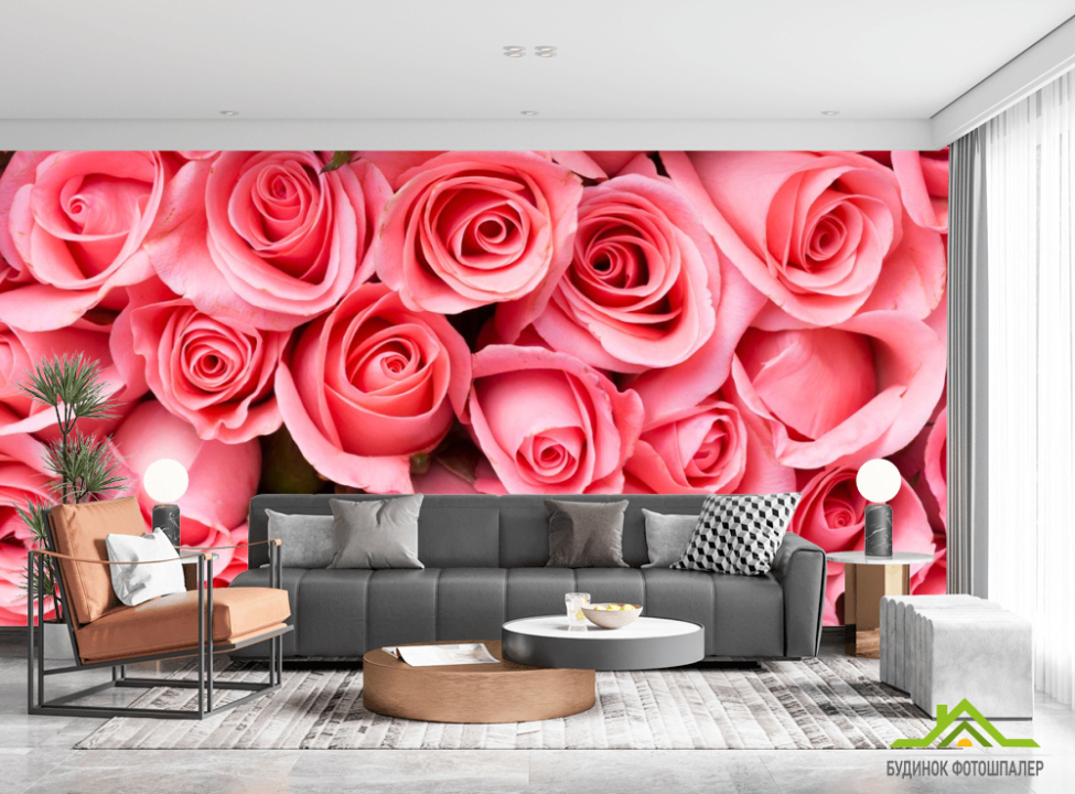 выбрать Фотообои яркие розовые розы Каталог фотообоев на стену