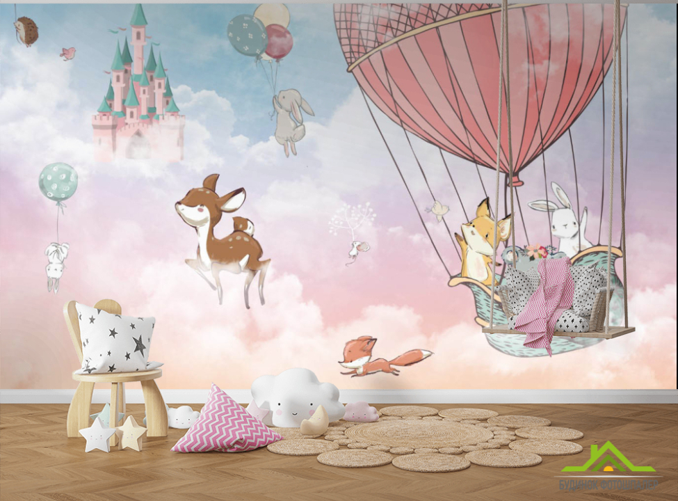 выбрать Фотошпалери Звірі на повітряній кулі Каталог фотошпалер на стіну