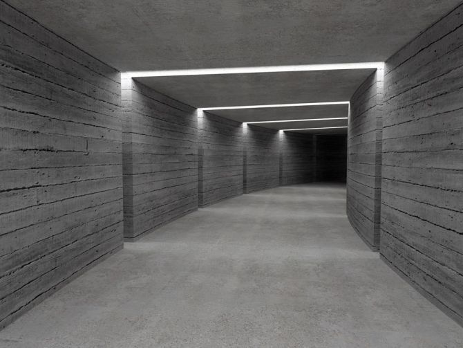 Фотошпалери Сірий дерев'яний коридор