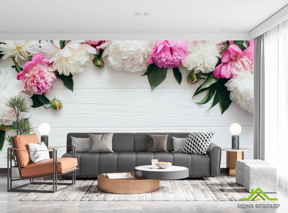 выбрать Фотошпалери Півонії зі стелі Каталог фотошпалер на стіну