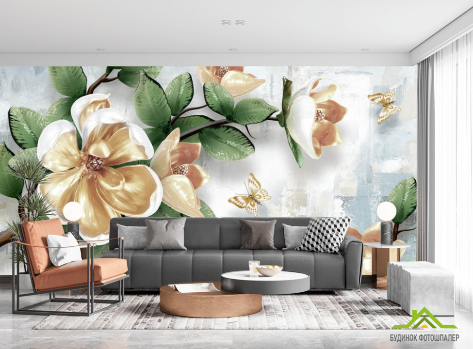 выбрать Фотошпалери 3D гілка з квітами Каталог фотошпалер на стіну