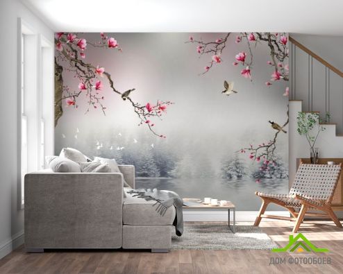 выбрать Фотообои Магнолии в японском стиле Фотообои Цветы на стену