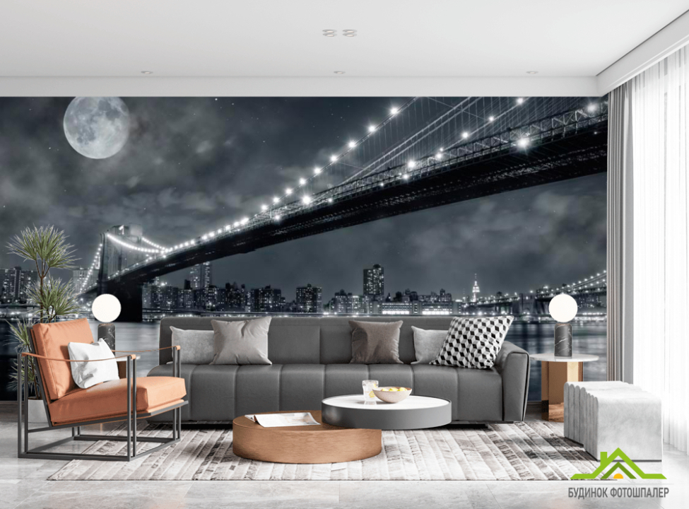 выбрать Фотообои Мост и луна, New York Фотообои Город на стену