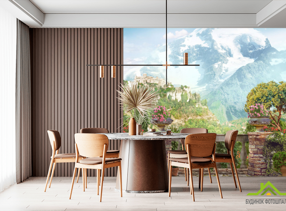 выбрать Фотошпалери Фреска балкон з видом на гори Каталог фотошпалер на стіну