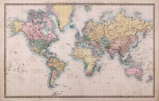 Фотошпалери Карта світу з маштабом