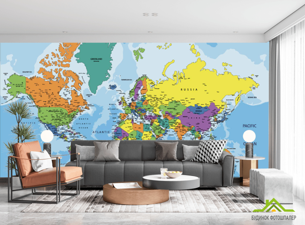 выбрать Фотообои Карта мира на английском Фотообои карта Мира на стену