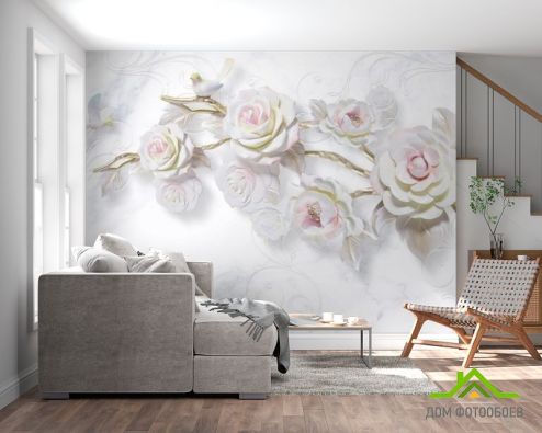 выбрать Фотообои Ветка керамической розы Фотообои 3Д на стену