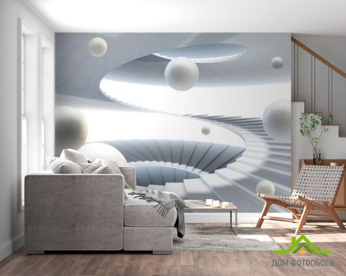 выбрать Фотообои Серые сферы 3д Фотообои 3D фотообои: горизонталная, горизонтальная, серый ориентация на стену