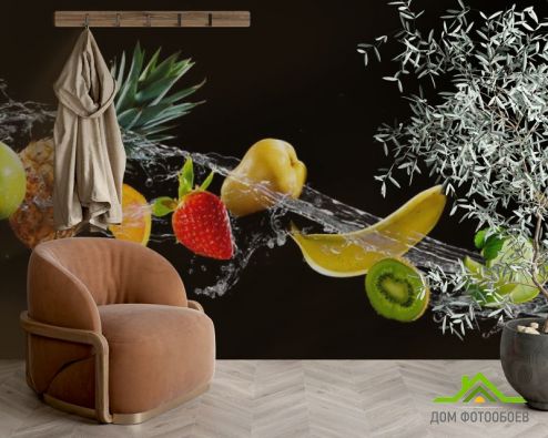 выбрать Фотообои фрукты и вода на черном фоне Фотообои Фотообои Еда и напитки: горизонталная, горизонтальная ориентация на стену