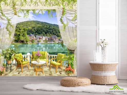 выбрать Фотообои Фреска балкон с видом на море Фотообои, цвет: «квадратная» на стену