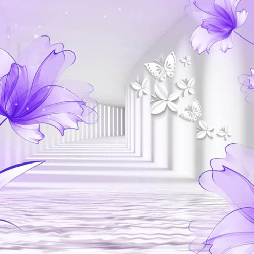 выбрать Фотообои цветы на фоне туннеля Фиолетовые фотообои на стену