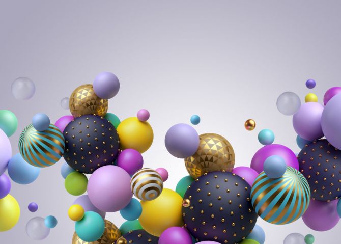 Фотообои цветные шары 3д с золотом