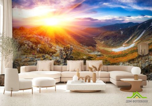 выбрать Фотообои Восход в горах Фотообои, цвет: «горизонталная, горизонтальная» на стену