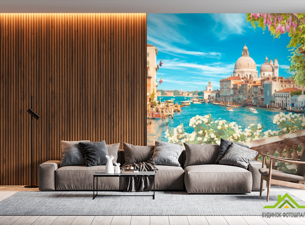 выбрать Фотошпалери Балкон, місто, човни Каталог фотошпалер на стіну